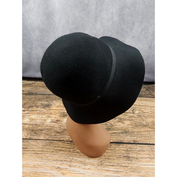 VTG 70s Lord & Taylor Italy Made Black 100% Wool Hat Retro Rockabilly Derby OS